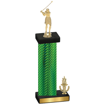 Accented Single Green Carbon Fiber Victory Golf Trophy