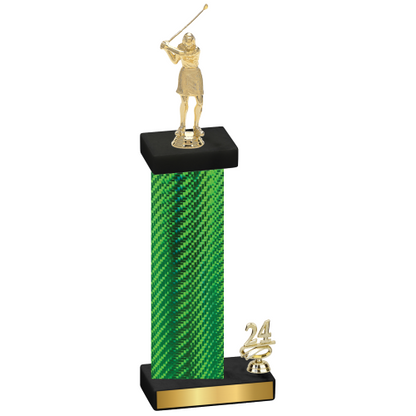 Accented Single Green Carbon Fiber Year Golf Trophy