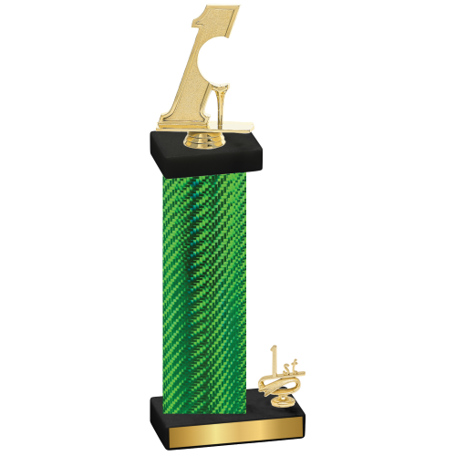 Accented Single Green Carbon Fiber First Place Golf Trophy