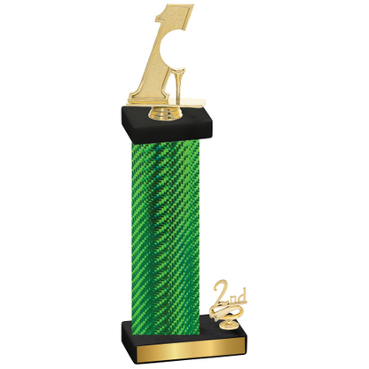 Accented Single Green Carbon Fiber Second Place Golf Trophy