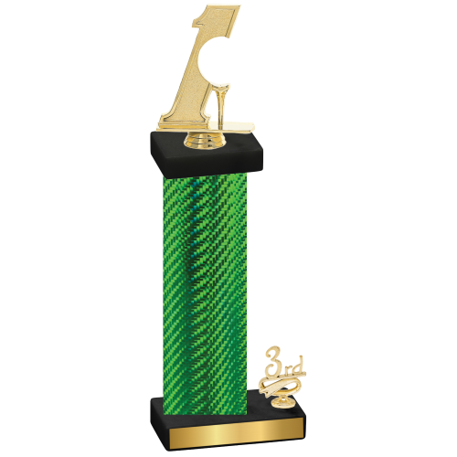 Accented Single Green Carbon Fiber Third Place Golf Trophy