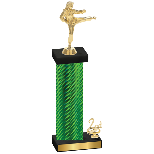 Accented Single Green Carbon Fiber Second Place Karate Trophy