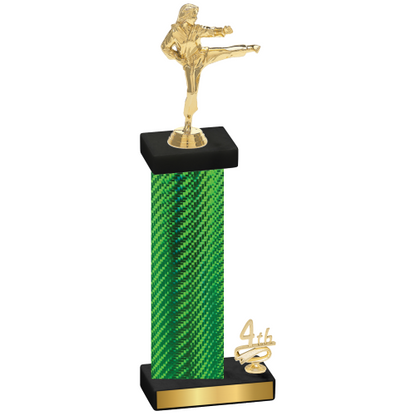 Accented Single Green Carbon Fiber Fourth Place Karate Trophy