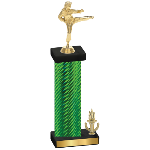 Accented Single Green Carbon Fiber Victory Karate Trophy