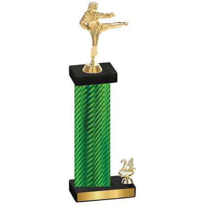 Accented Single Green Carbon Fiber Year Karate Trophy