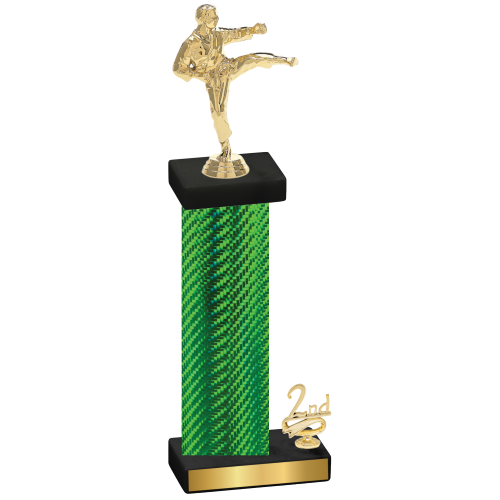 Accented Single Green Carbon Fiber Second Place Karate Trophy