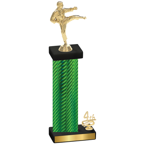Accented Single Green Carbon Fiber Fourth Place Karate Trophy