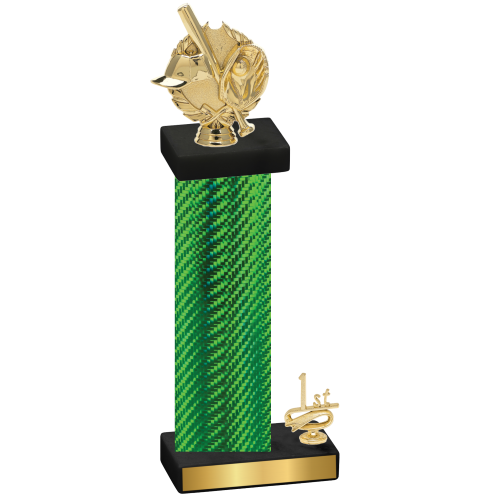 Accented Single Green Carbon Fiber First Place Baseball Trophy