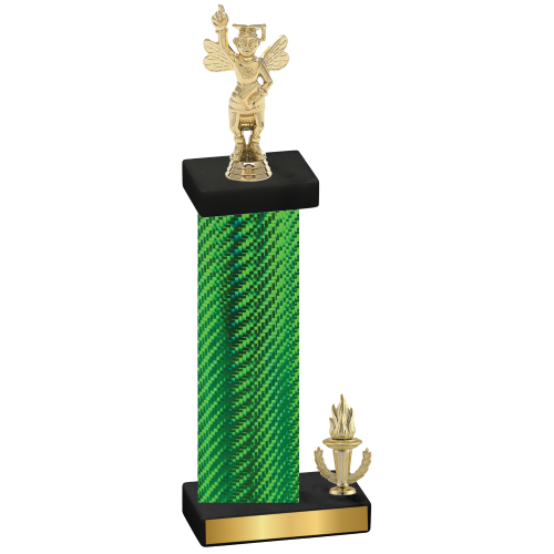 Accented Single Green Carbon Fiber Victory Academics Trophy