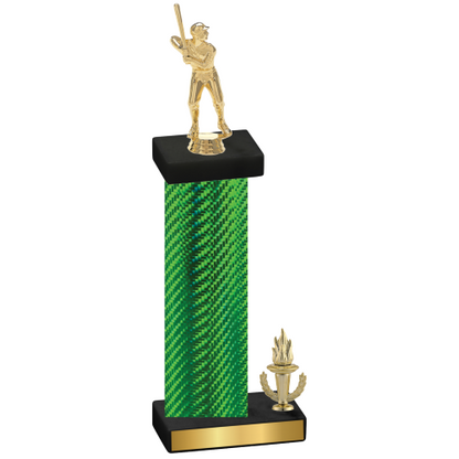 Accented Single Green Carbon Fiber Victory Baseball Trophy