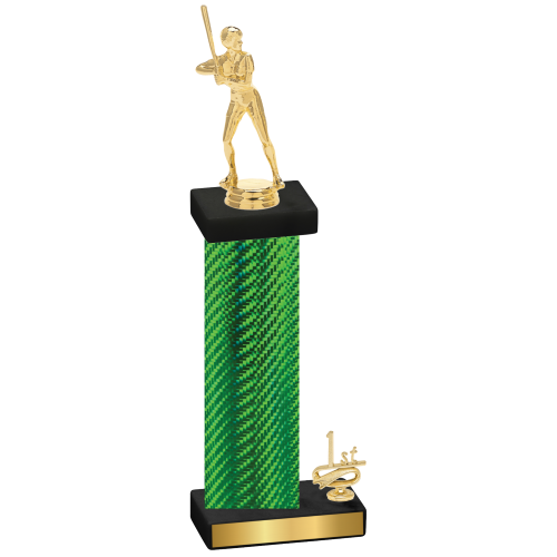 Accented Single Green Carbon Fiber First Place Softball Trophy