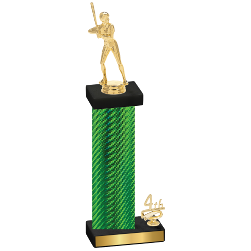 Accented Single Green Carbon Fiber Fourth Place Softball Trophy