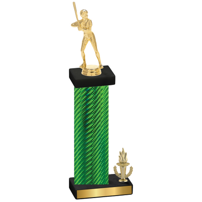 Accented Single Green Carbon Fiber Victory Softball Trophy