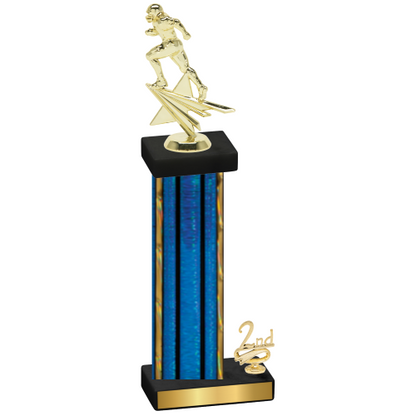 Accented Single Blue Glacier Second Place Football Trophy