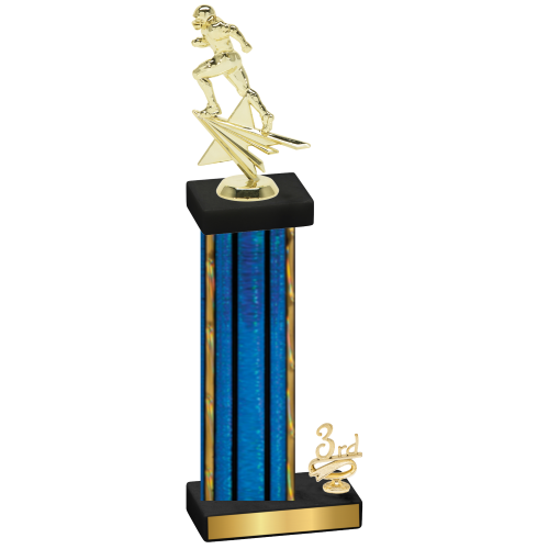 Accented Single Blue Glacier Third Place Football Trophy