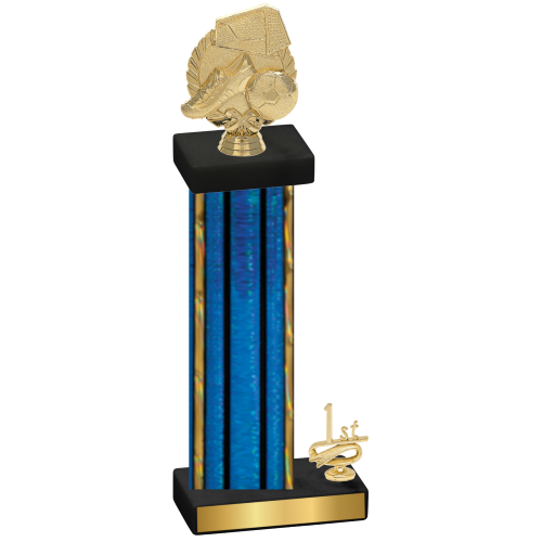 Accented Single Blue Glacier First Place Soccer Trophy