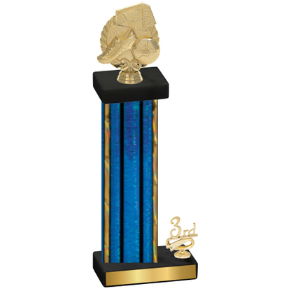 Accented Single Blue Glacier Third Place Soccer Trophy