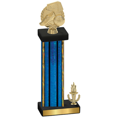 Accented Single Blue Glacier Victory Soccer Trophy