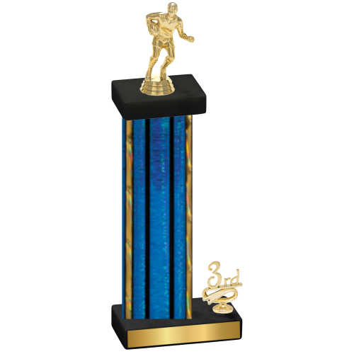 Accented Single Blue Glacier Third Place Rugby Trophy