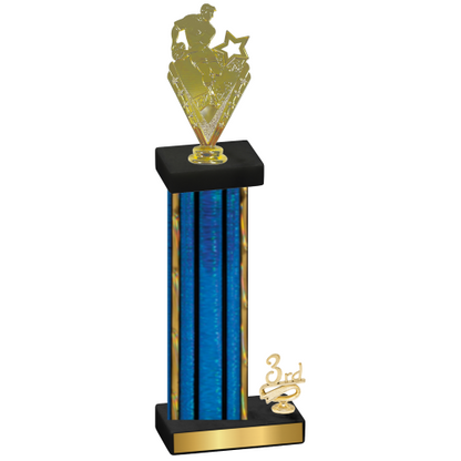 Accented Single Blue Glacier Third Place Rugby Trophy