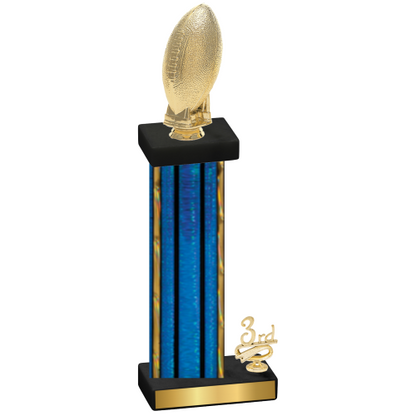 Accented Single Blue Glacier Third Place Football Trophy
