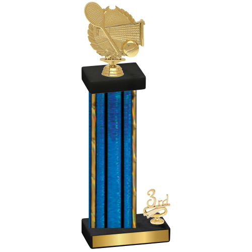 Accented Single Blue Glacier Third Place Tennis Trophy