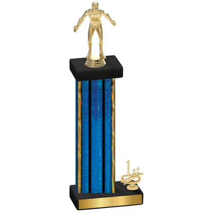 Accented Single Blue Glacier First Place Wrestling Trophy