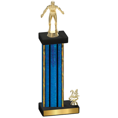 Accented Single Blue Glacier Year Wrestling Trophy