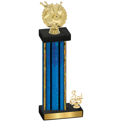 Accented Single Blue Glacier Third Place Bowling Trophy