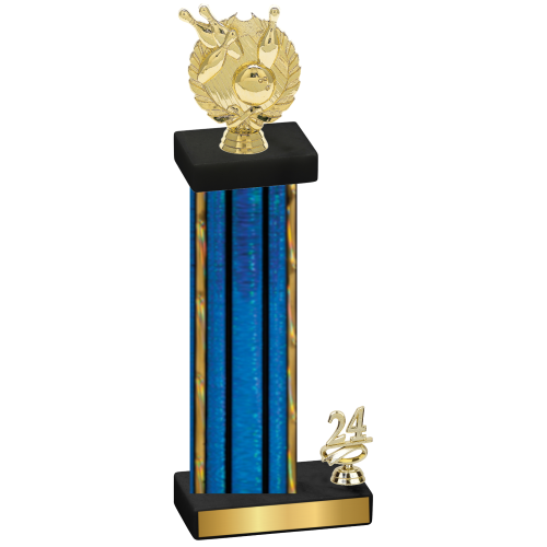 Accented Single Blue Glacier Year Bowling Trophy