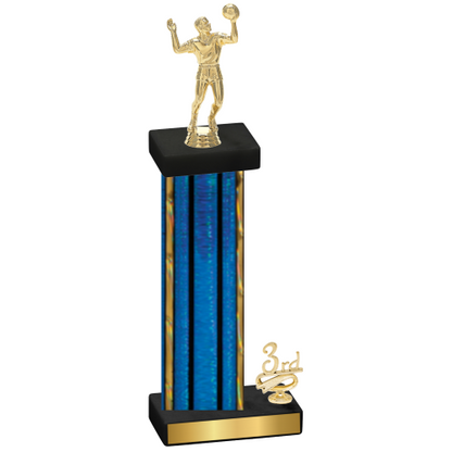 Accented Single Blue Glacier Third Place Volleyball Trophy