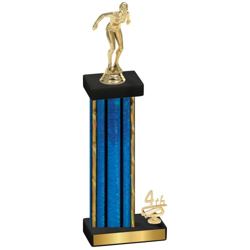 Accented Single Blue Glacier Fourth Place Tennis Trophy