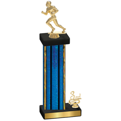 Accented Single Blue Glacier Third Place Football Trophy