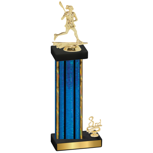 Accented Single Blue Glacier Third Place Lacrosse Trophy