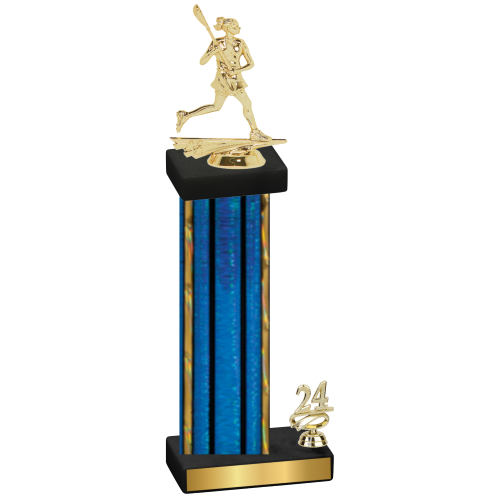 Accented Single Blue Glacier Year Lacrosse Trophy