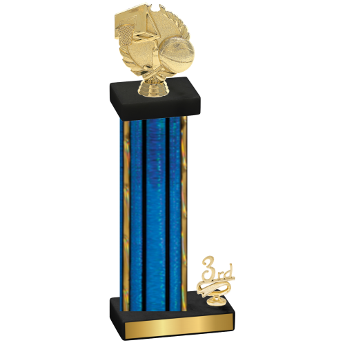 Accented Single Blue Glacier Third Place Basketball Trophy
