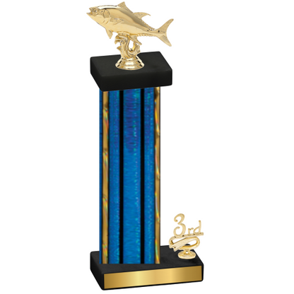 Accented Single Blue Glacier Third Place Fishing Trophy