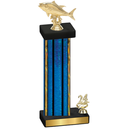 Accented Single Blue Glacier Year Fishing Trophy