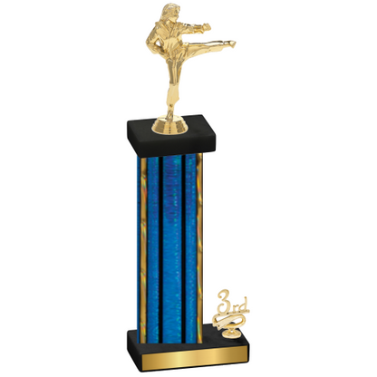 Accented Single Blue Glacier Third Place Karate Trophy