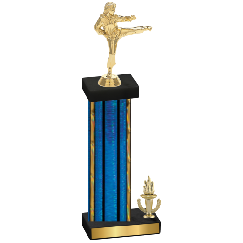 Accented Single Blue Glacier Victory Karate Trophy