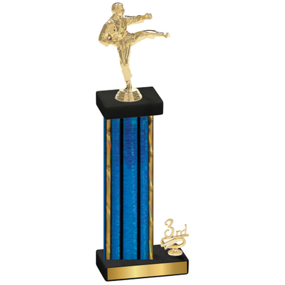 Accented Single Blue Glacier Third Place Karate Trophy