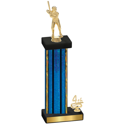 Accented Single Blue Glacier Fourth Place Baseball Trophy