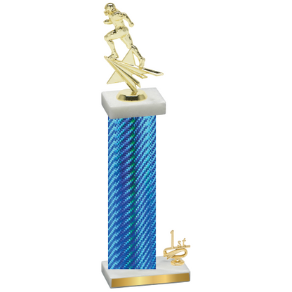 Accented Single Blue Carbon Fiber First Place Football Trophy