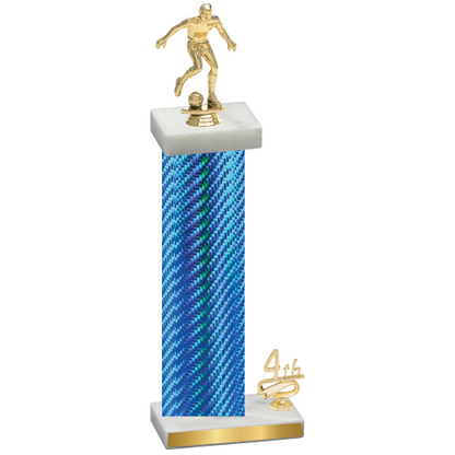 Accented Single Blue Carbon Fiber Fourth Place Soccer Trophy