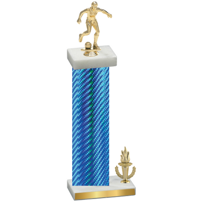 Accented Single Blue Carbon Fiber Victory Soccer Trophy