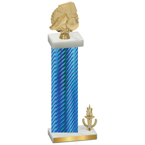 Accented Single Blue Carbon Fiber Victory Soccer Trophy