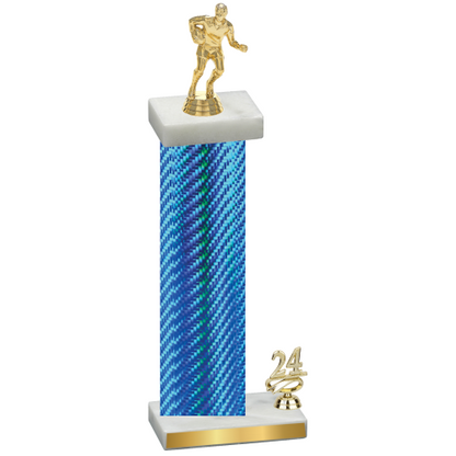 Accented Single Blue Carbon Fiber Year Rugby Trophy