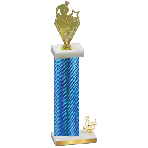 Accented Single Blue Carbon Fiber Third Place Rugby Trophy