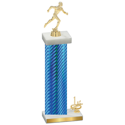 Accented Single Blue Carbon Fiber First Place Running Trophy