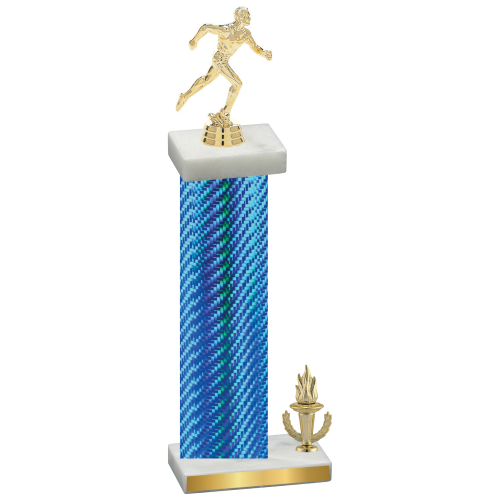 Accented Single Blue Carbon Fiber Victory Running Trophy